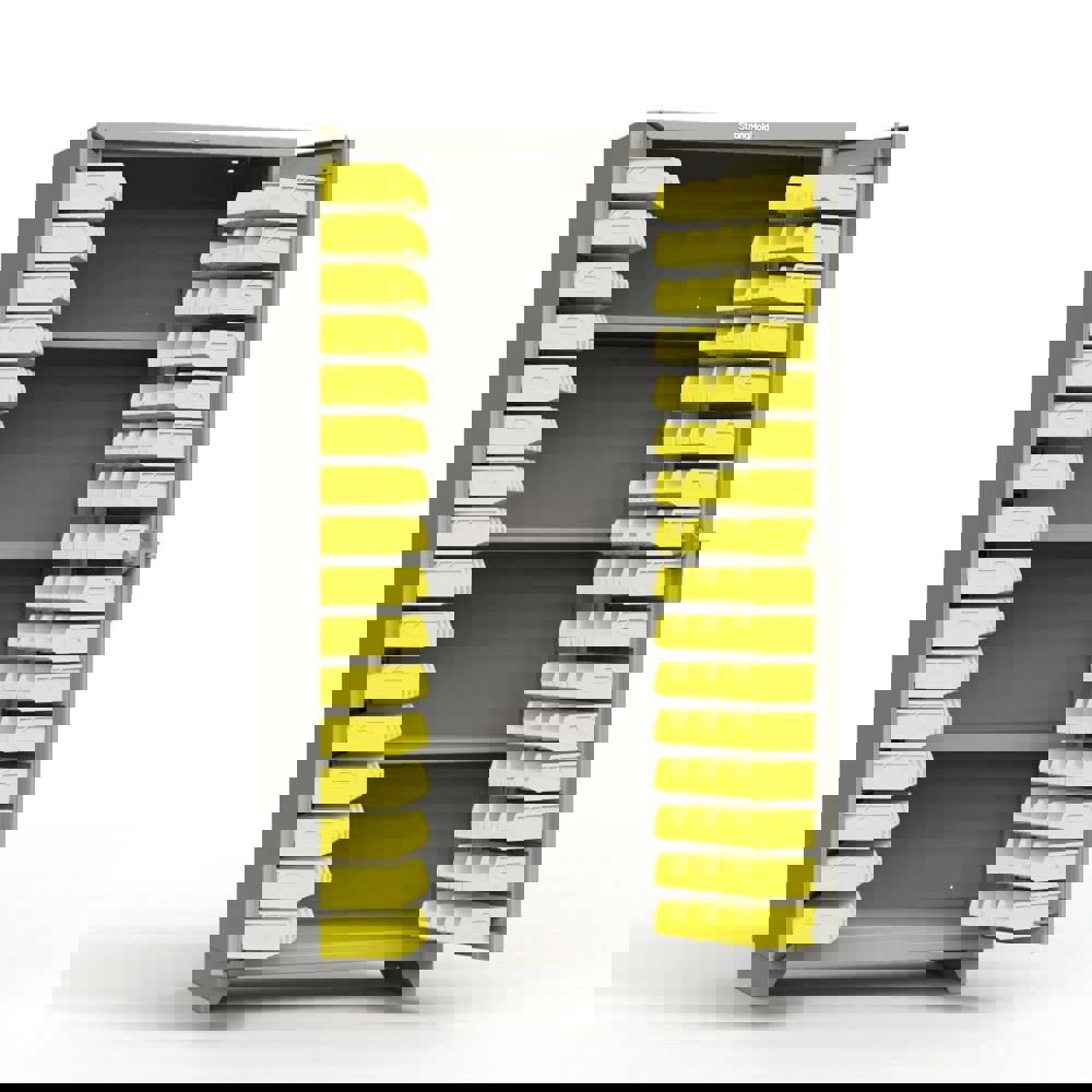 Keep small parts handy and organized with this heavy-duty bin cabinet. All welded, fully assembled, 25-year warranty.